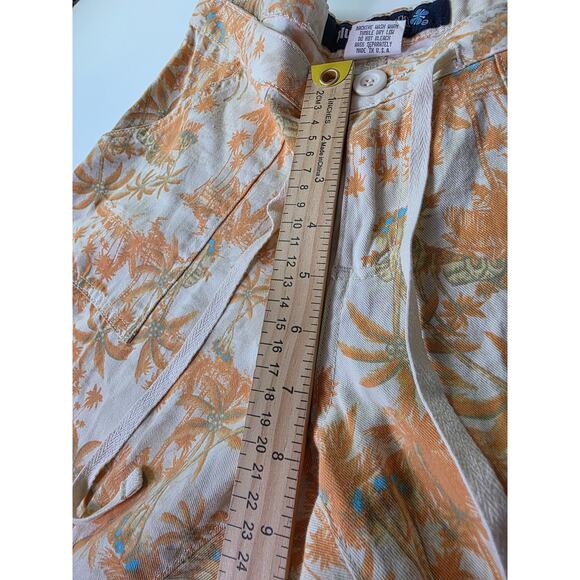 BLUE ASPHALT Orange White Tropical Palm Tree Coastal Wide Leg Crop Pants SZ 7 - Picture 7 of 9